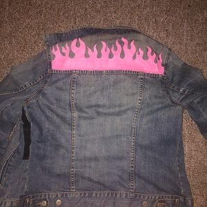 Pink flame denim jacket